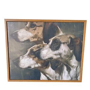 Framed Canvas Wall Art Room Decor, Three English Hounds Vintage Wall Art Decor